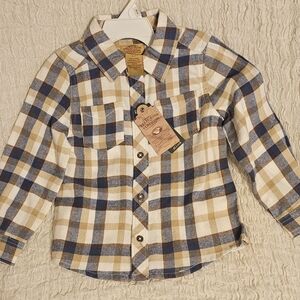 Kids Plaid Button-Down Shirt - Blue and Tan